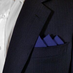 NEW Dark Blue 100% Cotton Pre-Folded Pocket Square Handkerchief Insert